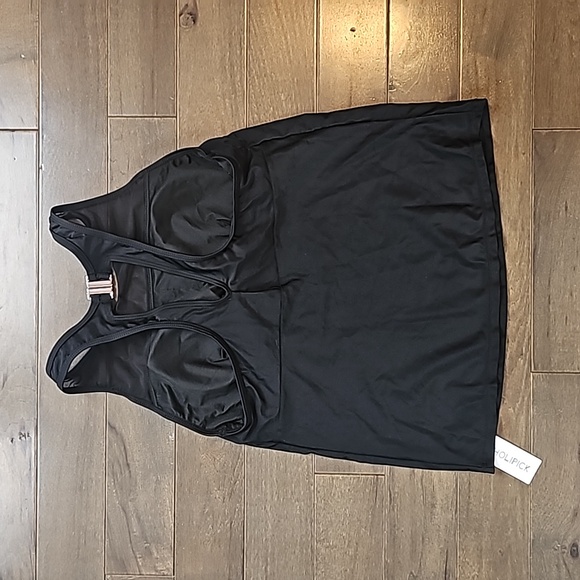 Holipick Women's Tankini Swimsuit Top, Top Only, Black with Mesh, NWT - Picture 5 of 11